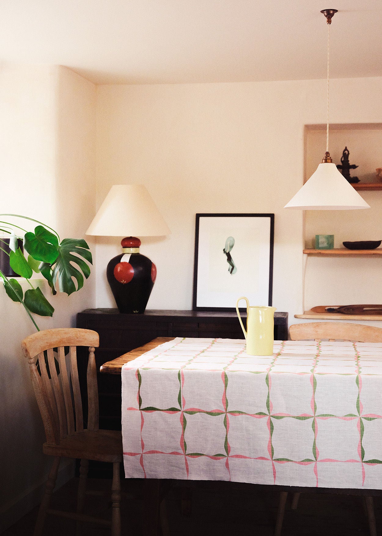 Ribbon Check Fabric (Plaster Pink and Sage Green)