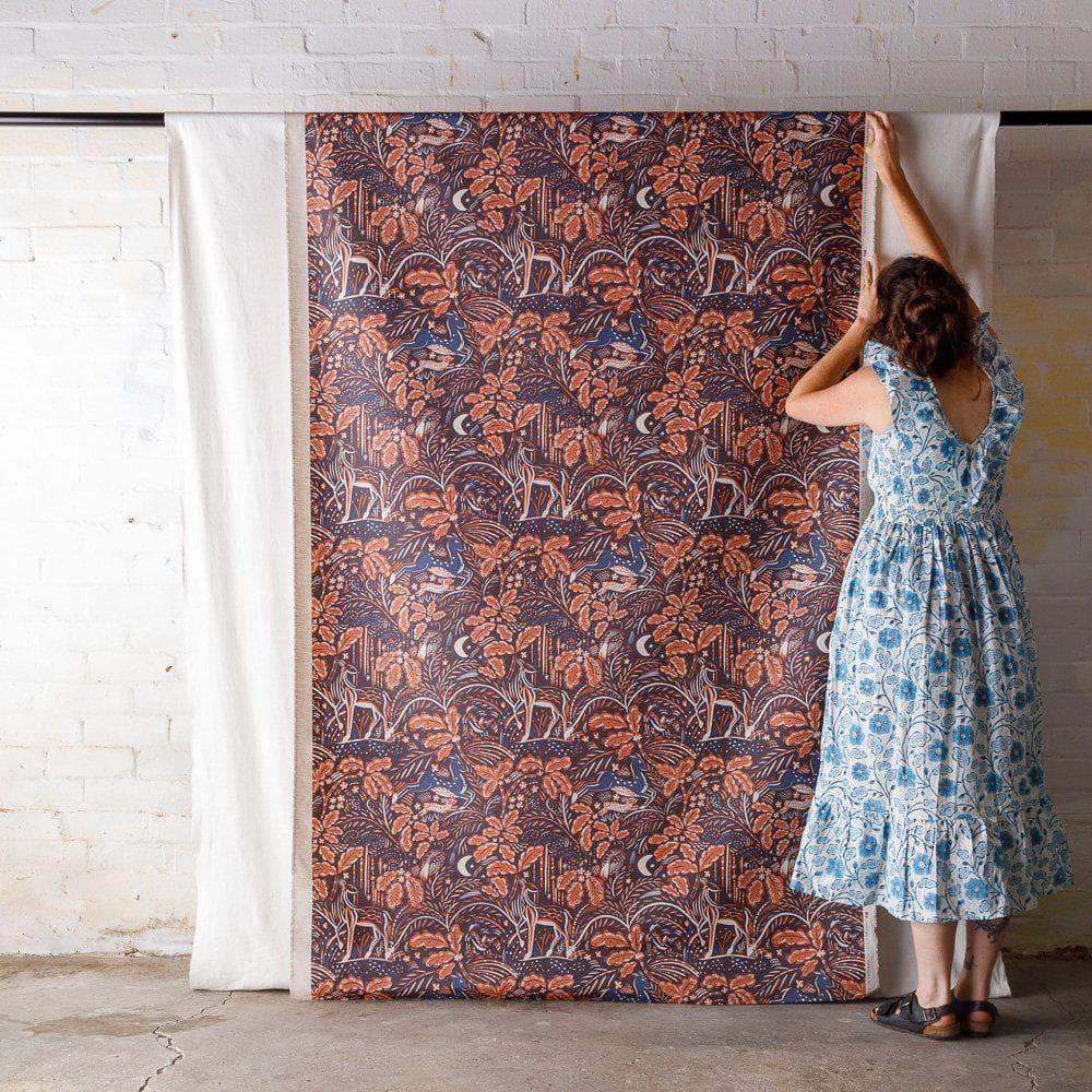 Staffordshire Fabric in Deep Navy and Rust