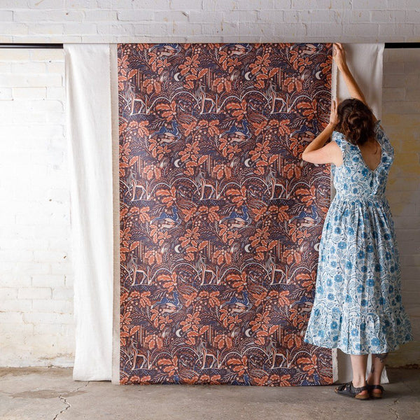 Staffordshire Fabric in Deep Navy and Rust