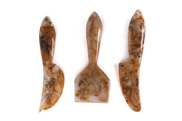 Resin Cheese Knife, Brown (Set of 3)