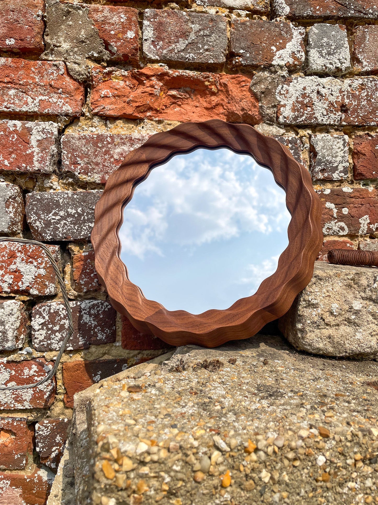 Kruller Porthole Mirror - Walnut