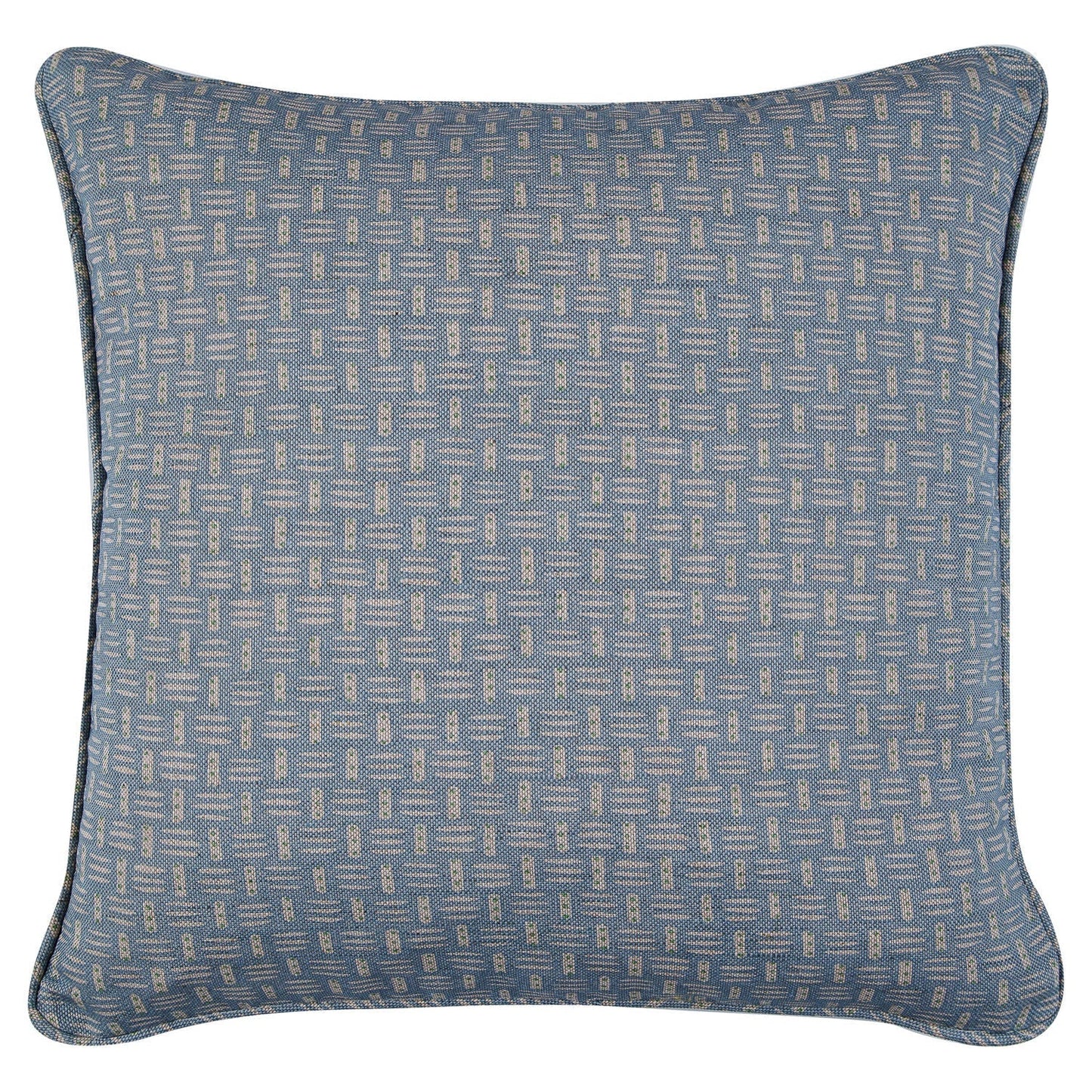 Small Piped Cushion in Basket Field Blue