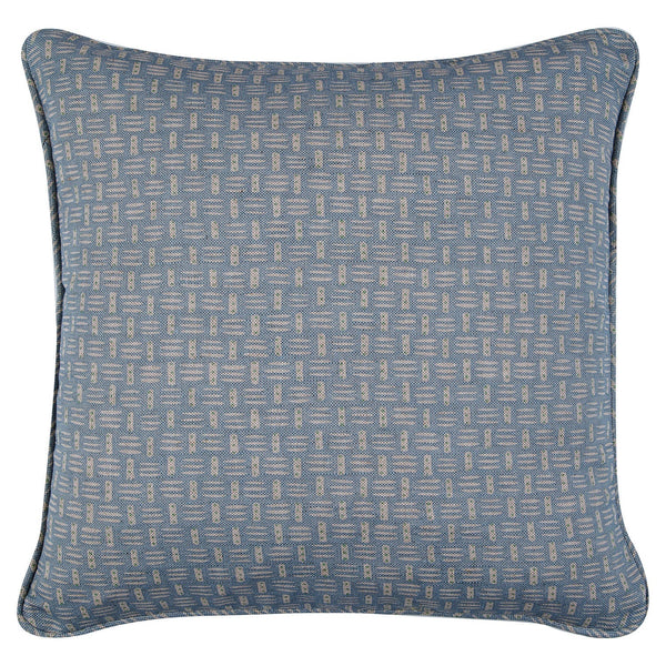 Small Piped Cushion in Basket Field Blue