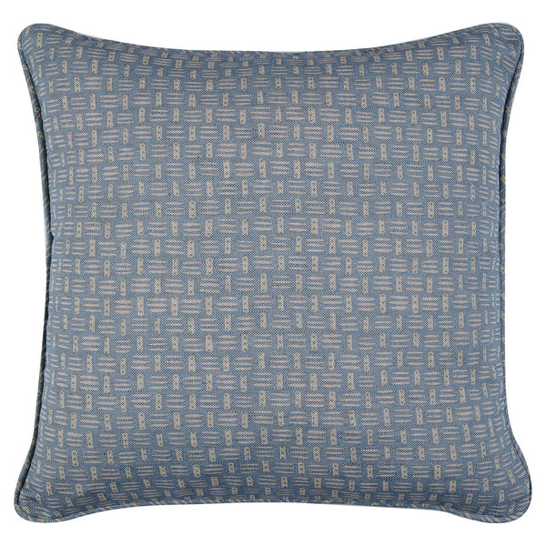 Small Piped Cushion in Basket Field Blue