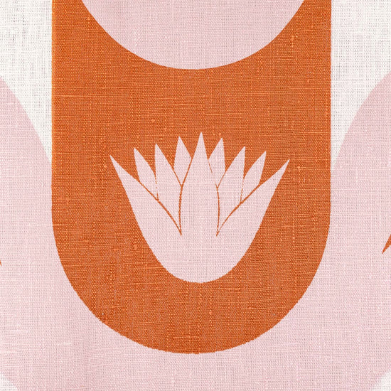 Papyrus Stripe Fabric (Orange and White on Dusty Pink)