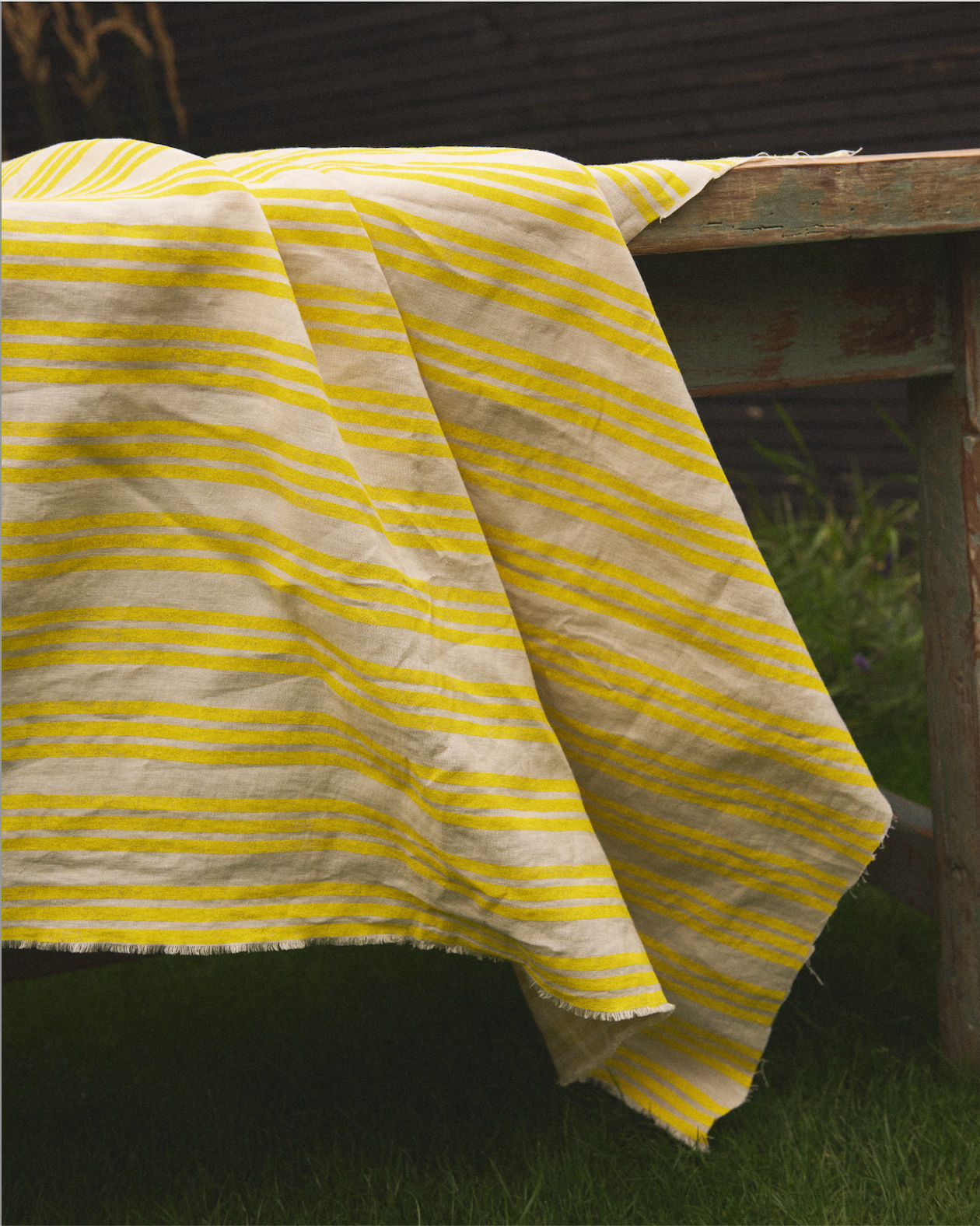Lemon Yellow Striped Fabric