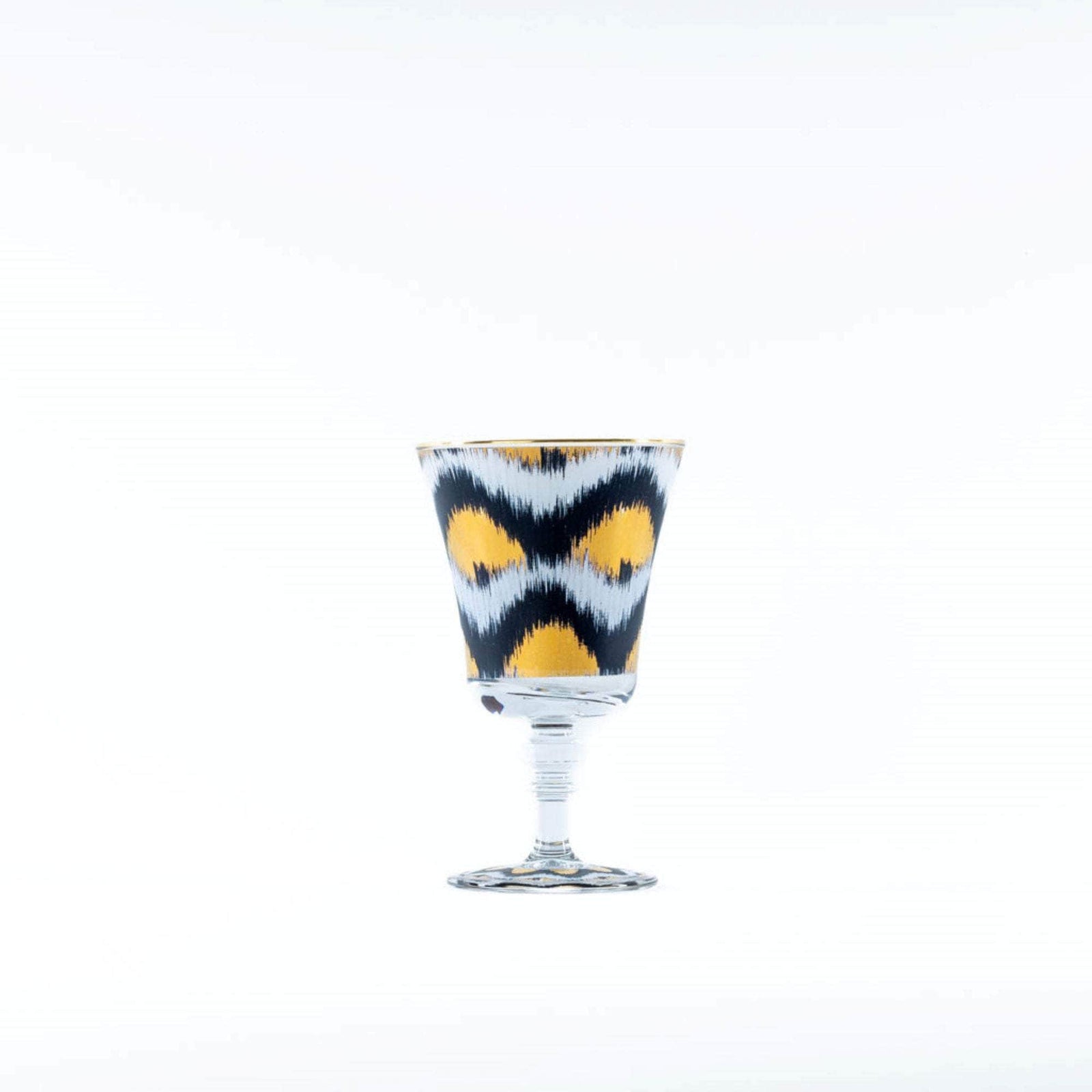 Ikat Gold Glasses - Black Goblet Set of 4