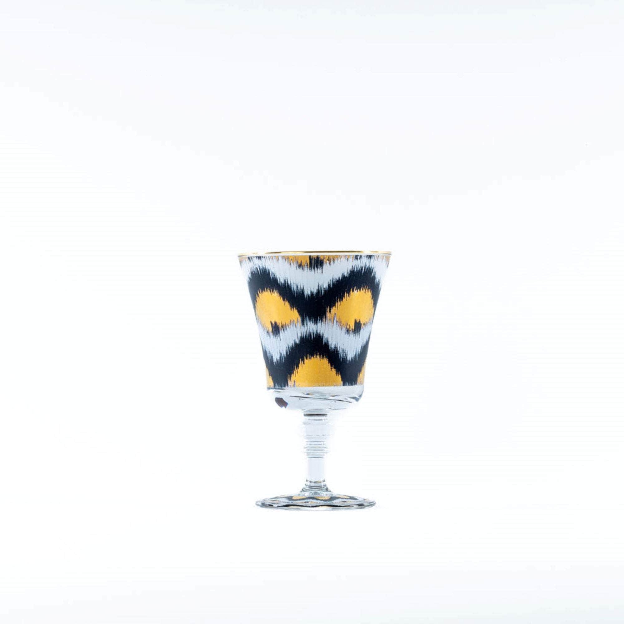 Ikat Gold Glasses - Black Goblet Set of 4