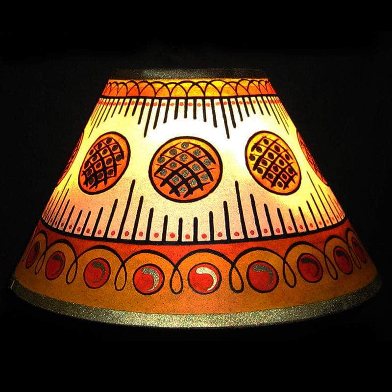 Circles & Stripes Hand Painted 10" Lampshade in Yellow Gold