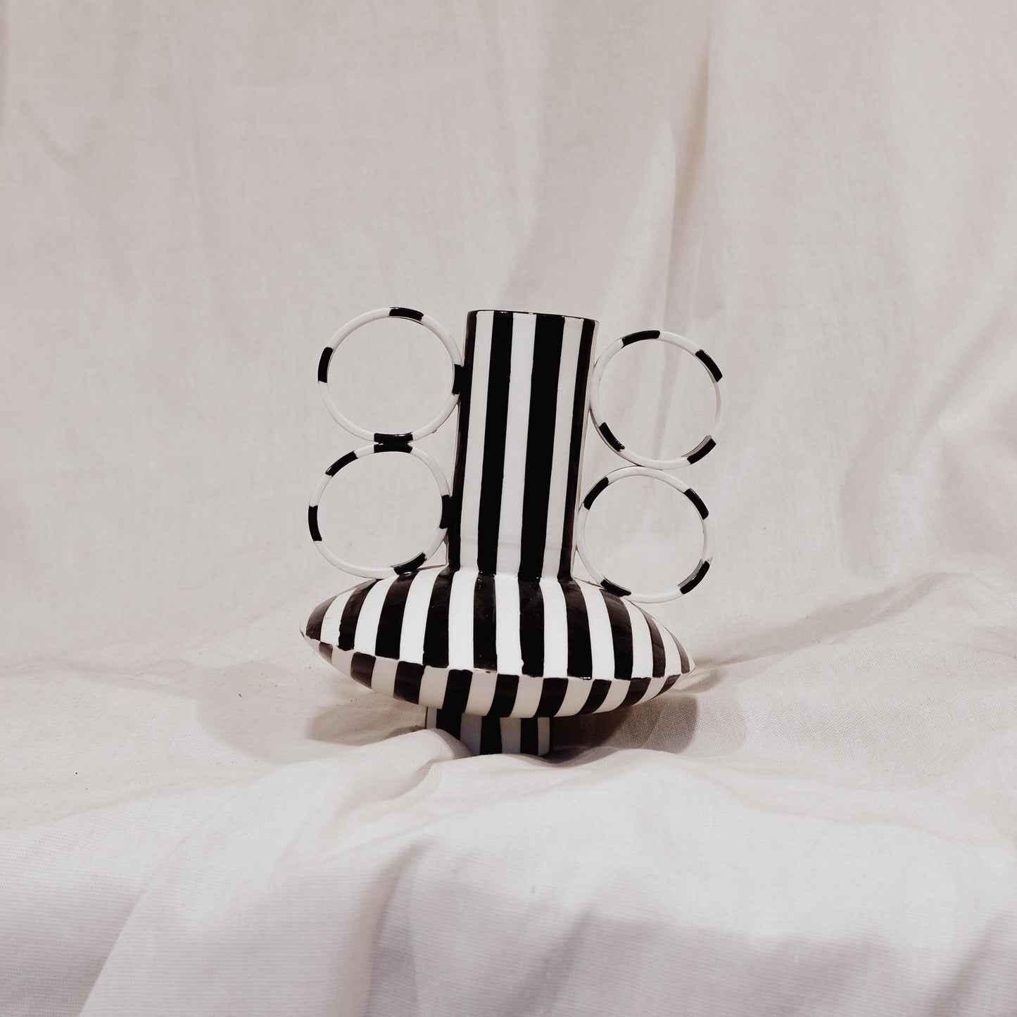 Small Zebrino - Classic Black & White Stripes - Porcelain Vase