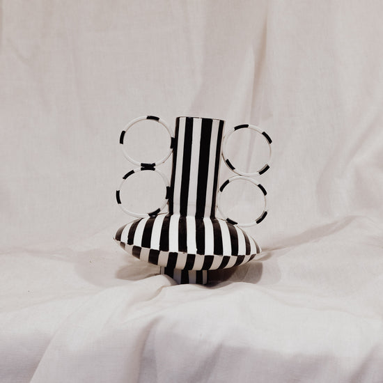 Small Zebrino - Classic Black & White Stripes - Porcelain Vase
