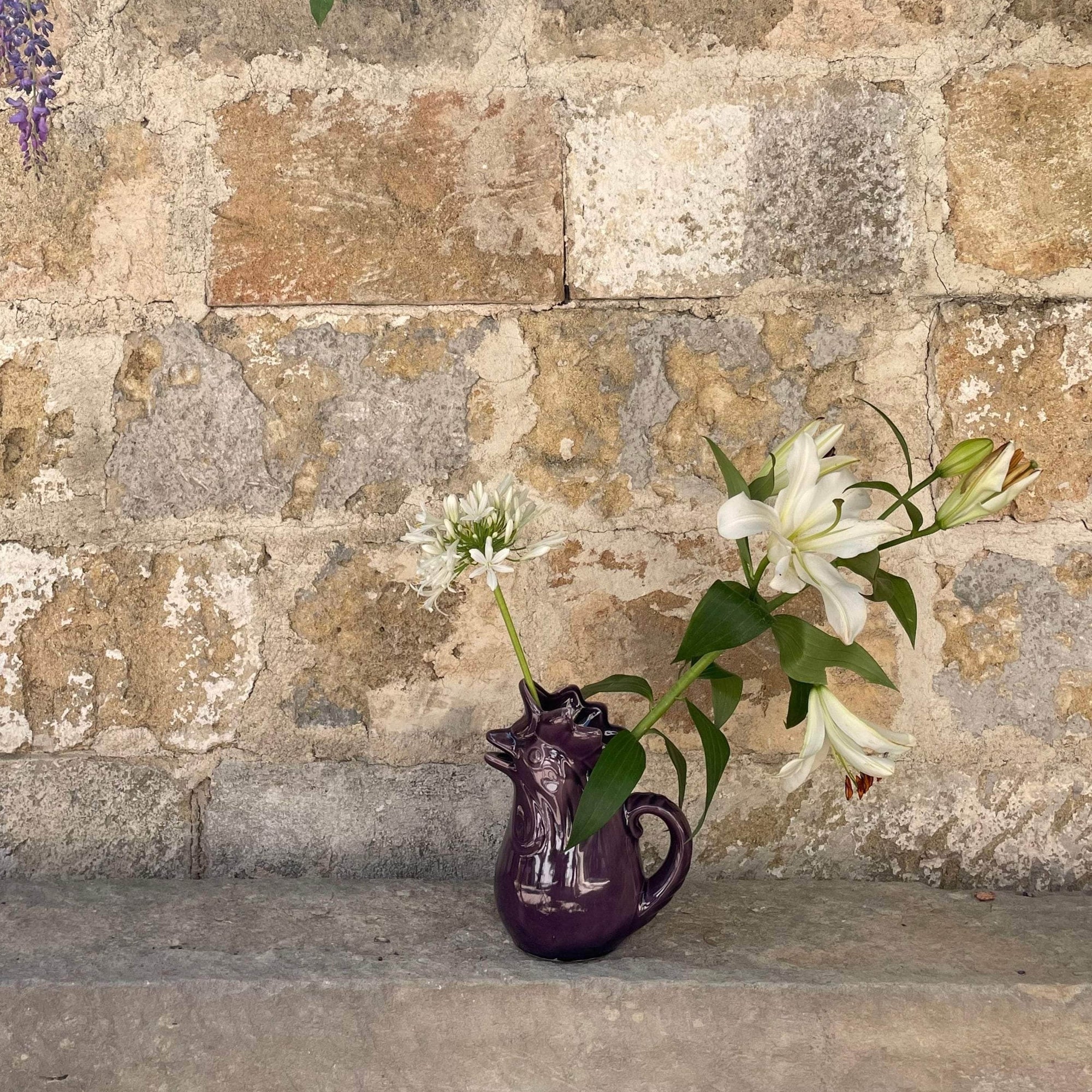 Hand-glazed Terracotta Rooster Jug