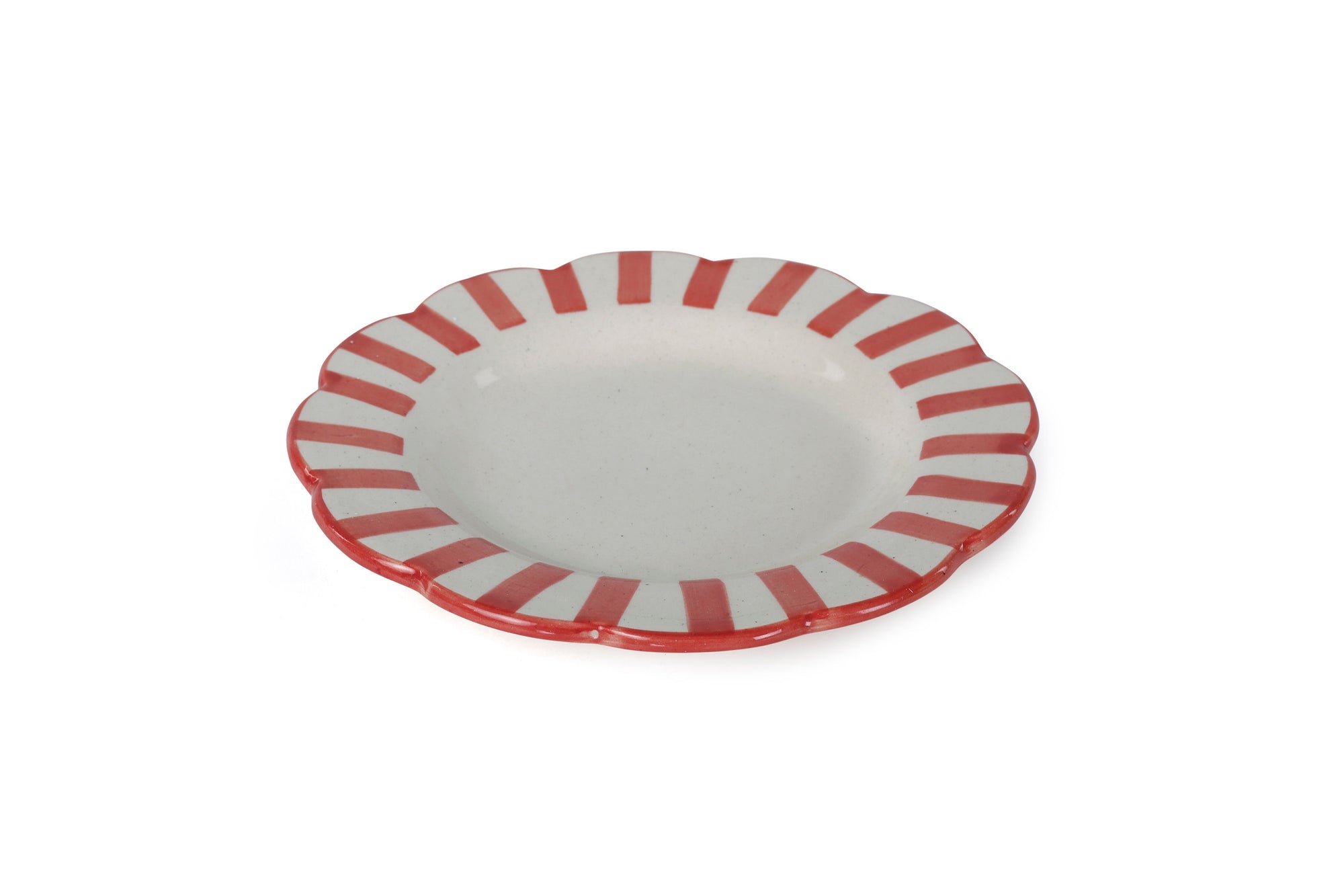 Ceramic Stripe Salad Plate Red