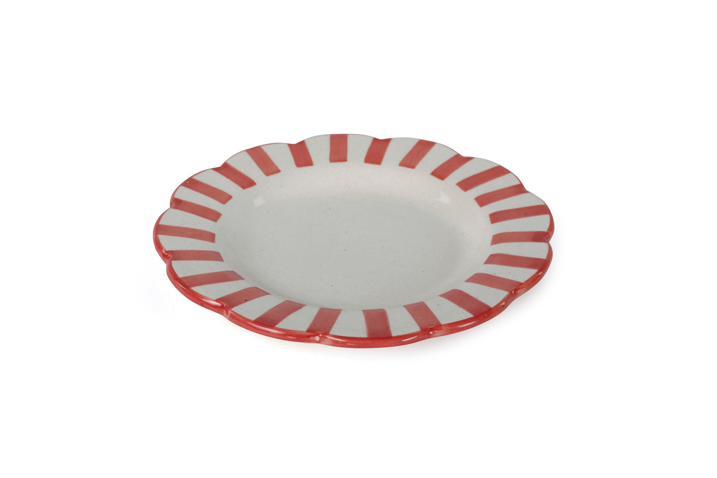 Ceramic Stripe Salad Plate Red