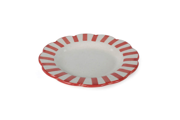 Ceramic Stripe Salad Plate Red