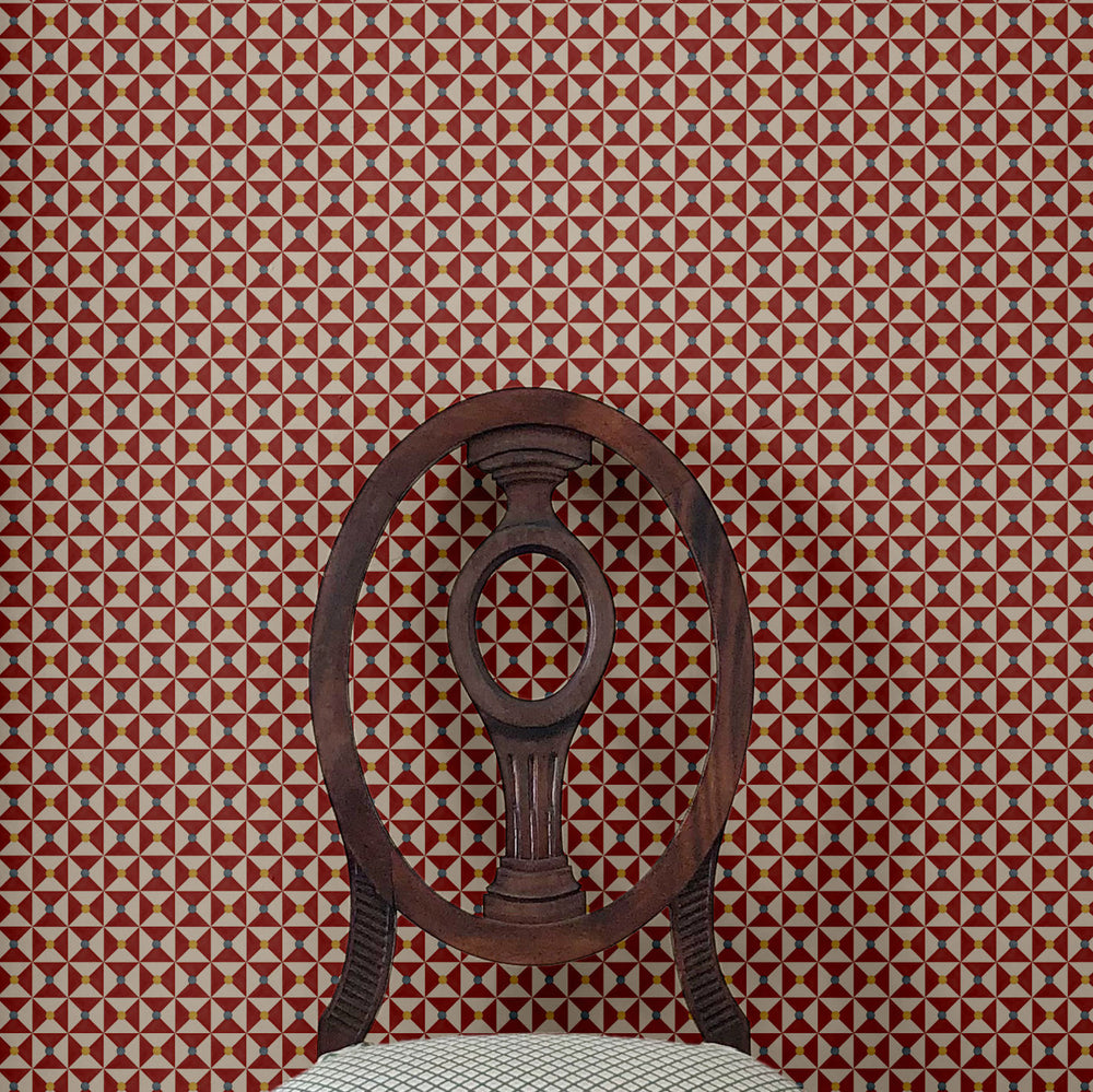 Broken Dishes Wallpaper - Traditional Red