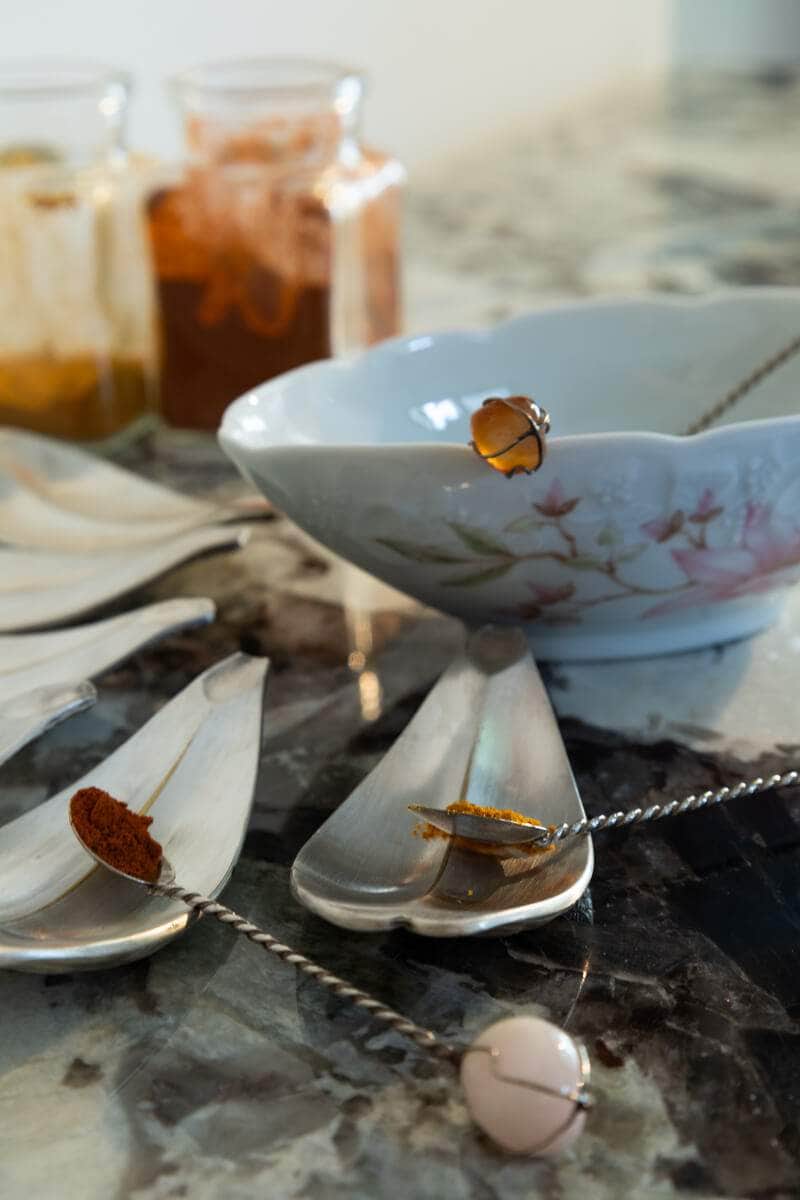 Demitasse Spoon Set with Stones