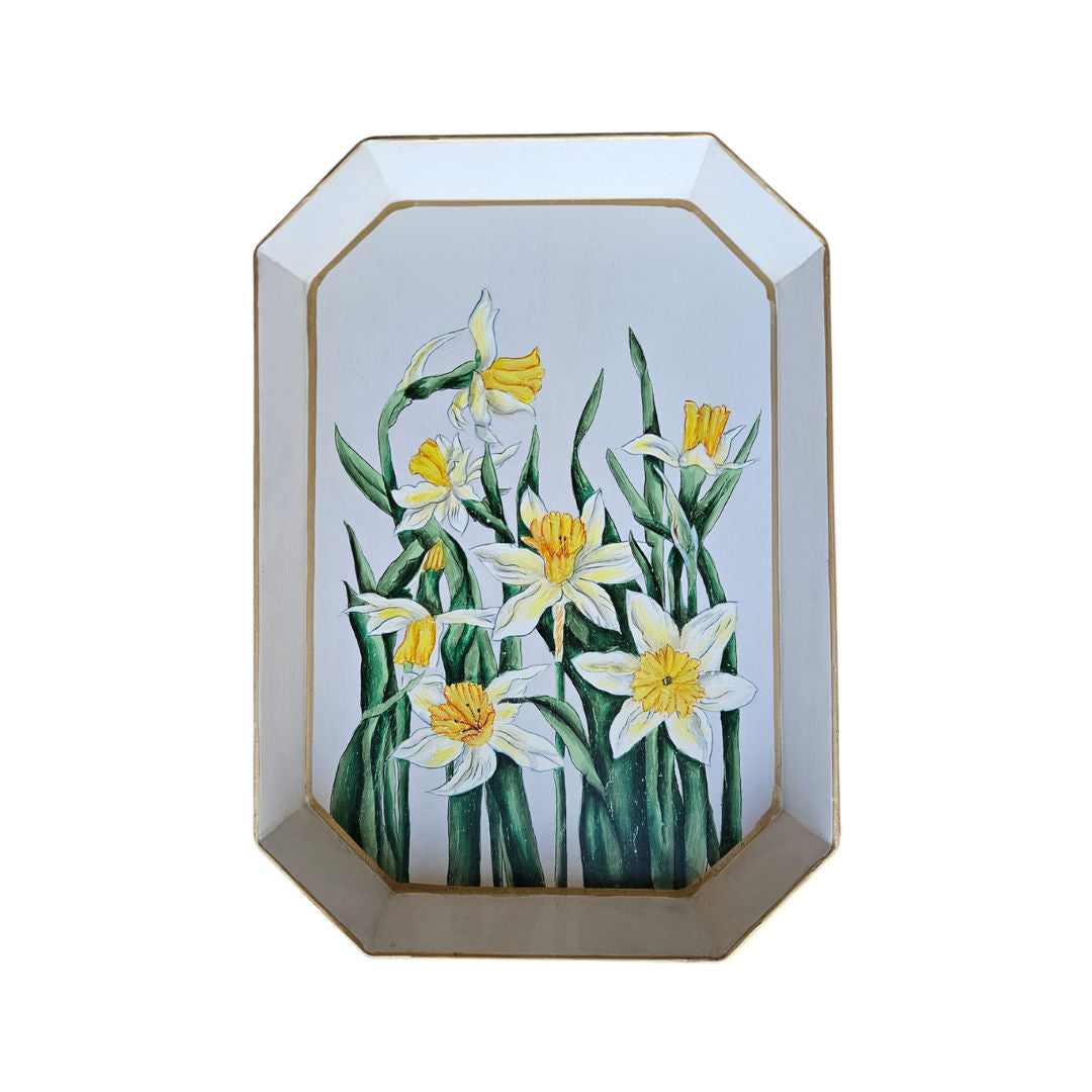 Flora Hand-Painted Iron Tray - Daffodils