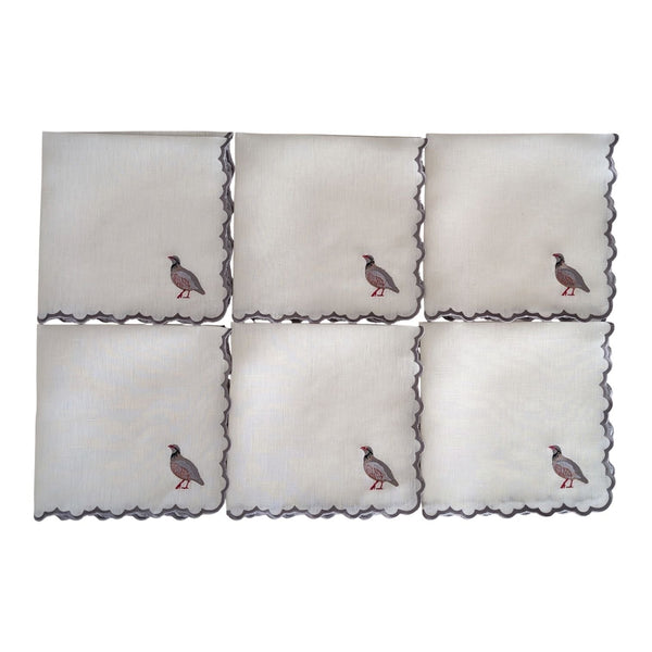 PARTRIDGES - Partridges Embroidery Table Napkin (set of 6)