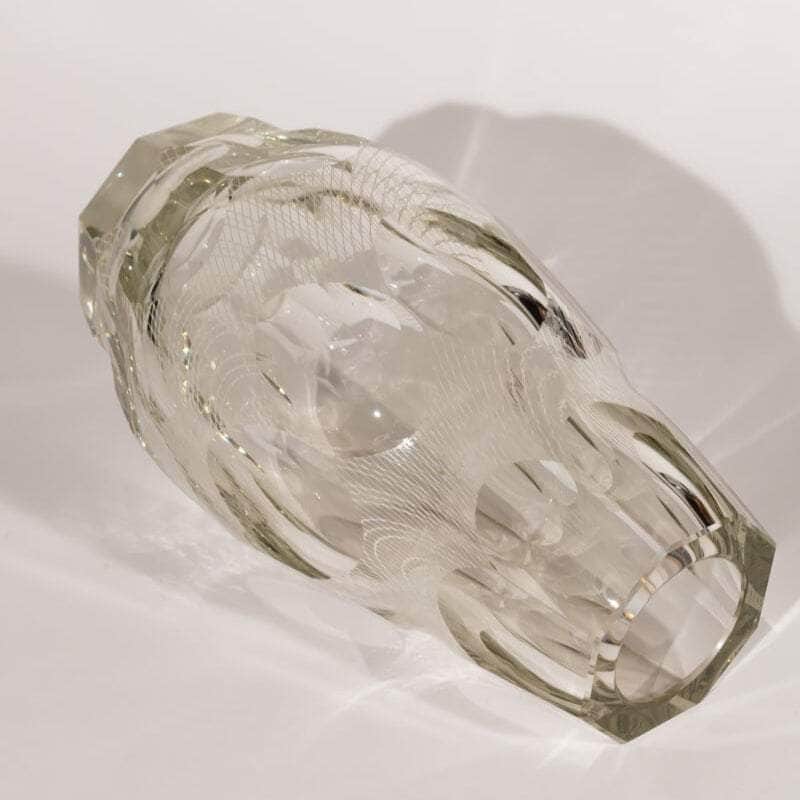 Rare Czech Lattice Glass Vase, Harrachov Glassworks