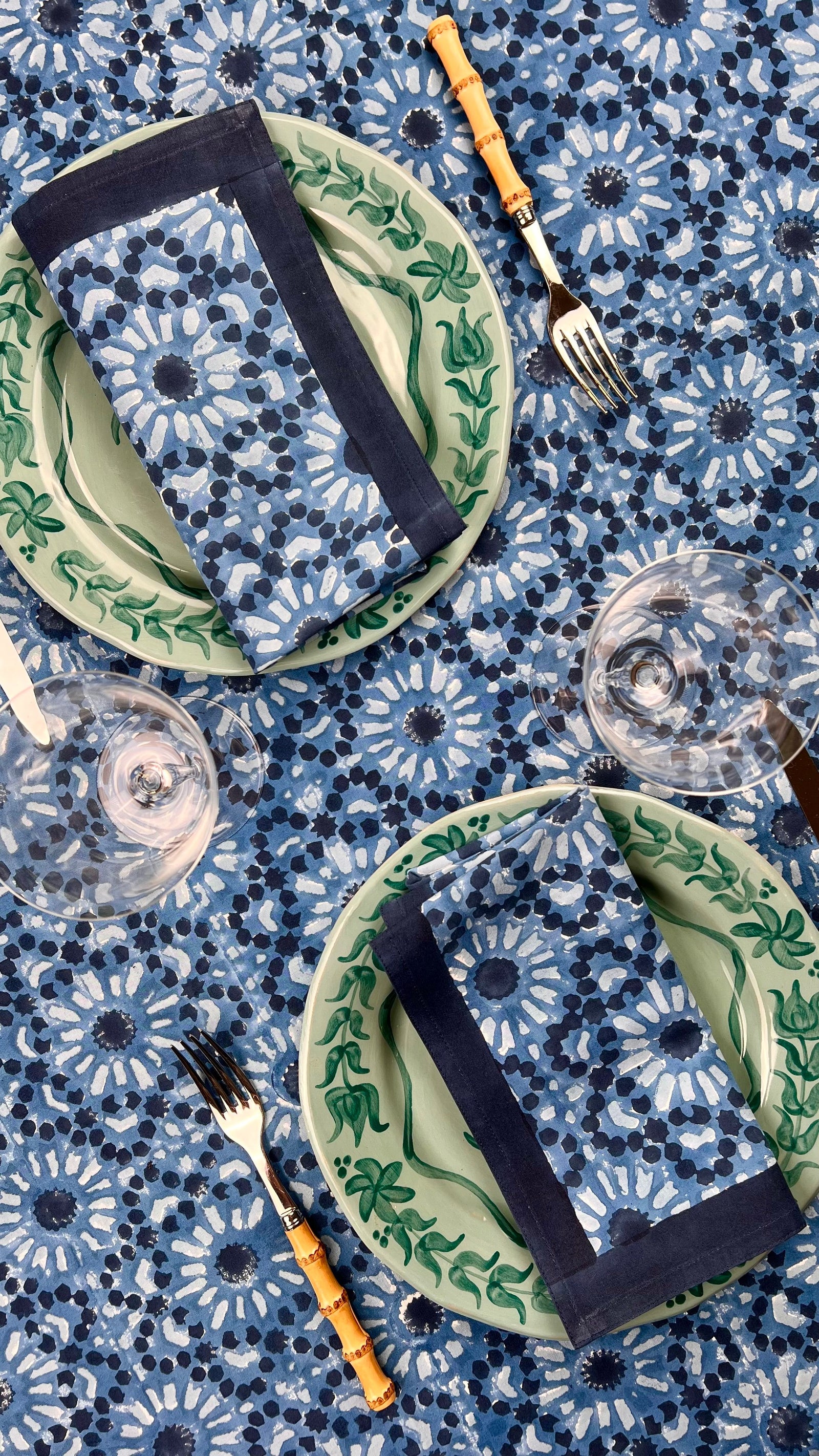 ‘The Kaleidoscope’ Tablecloth - Dark Indigo
