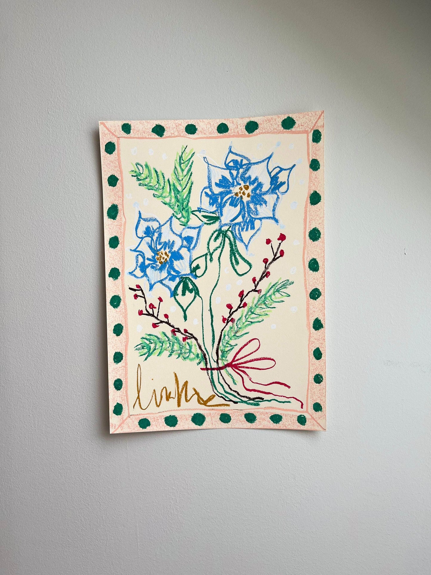 Multi-colored Florals on Natural Background I Original Painting A3