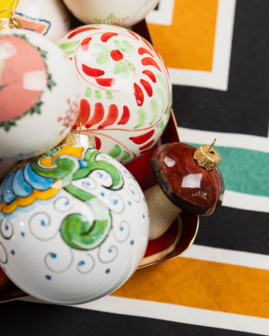 Hand-Painted Ceramic Christmas Bauble - Made in Italy