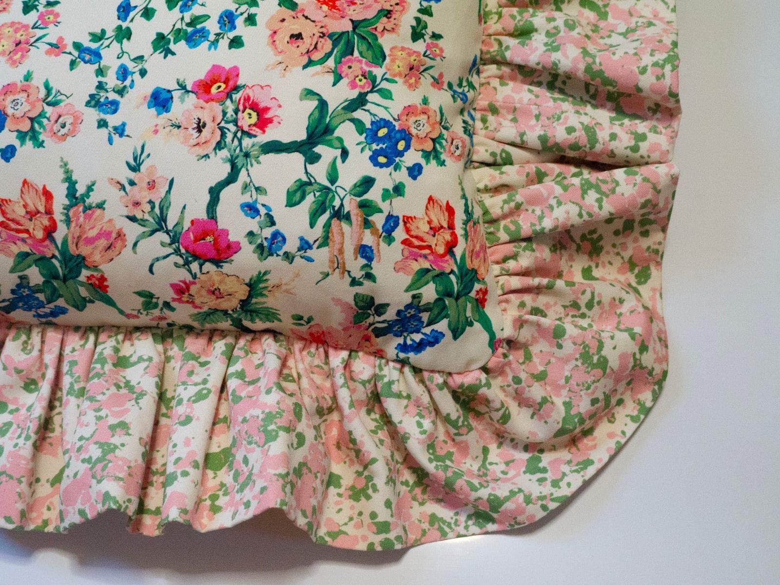 "Frilly fancy" cushion in Azelea Pink