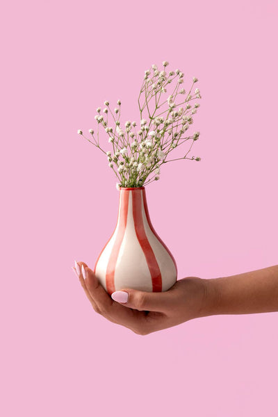 Ceramic Stripe Bud Vase, Red (SET OF 2)