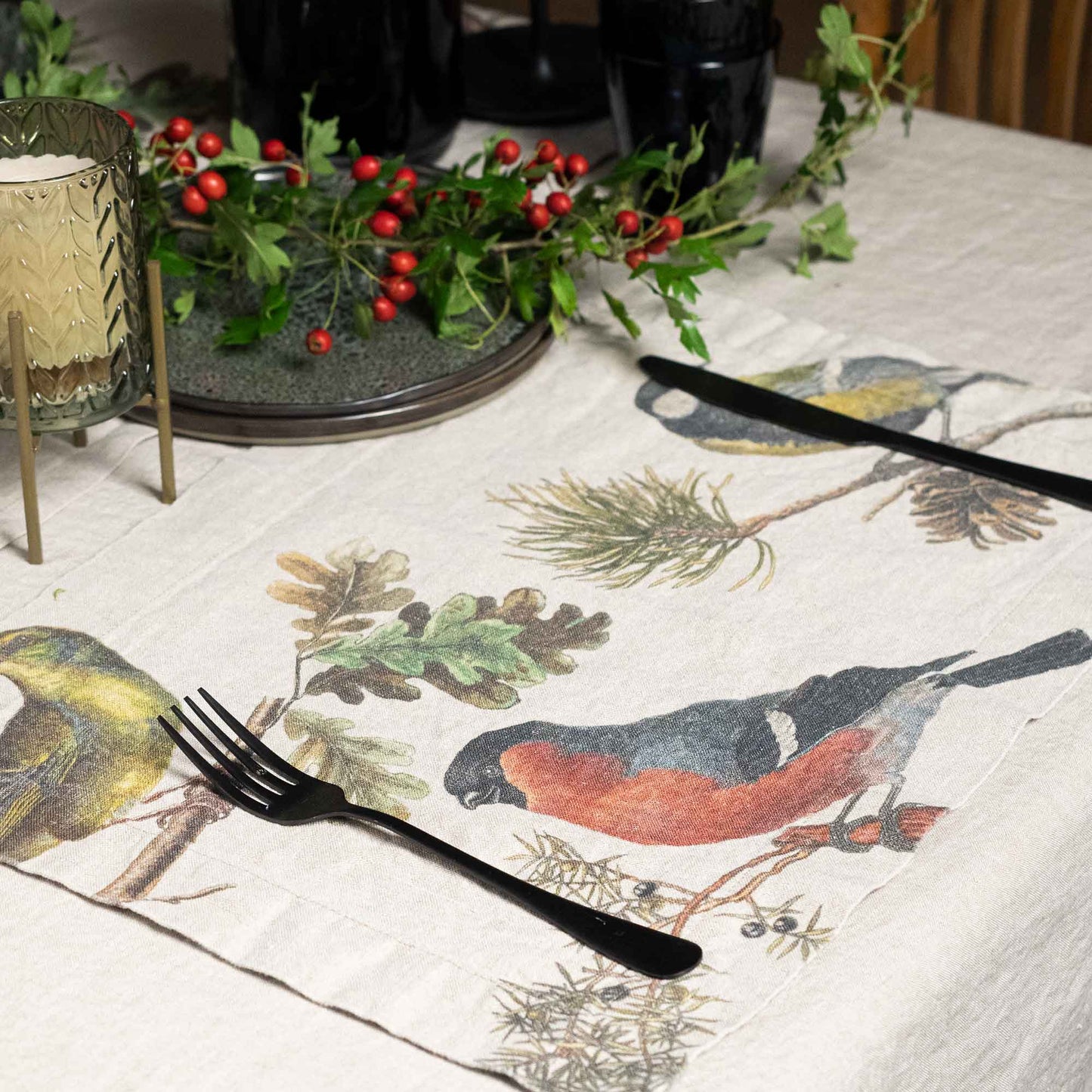 Linen Placemats SMALL BIRDS Set of 2
