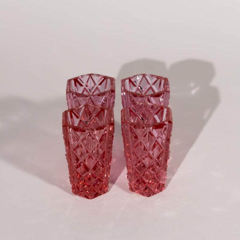 Vintage Bohemian Pink Shot Glasses, Set of Four