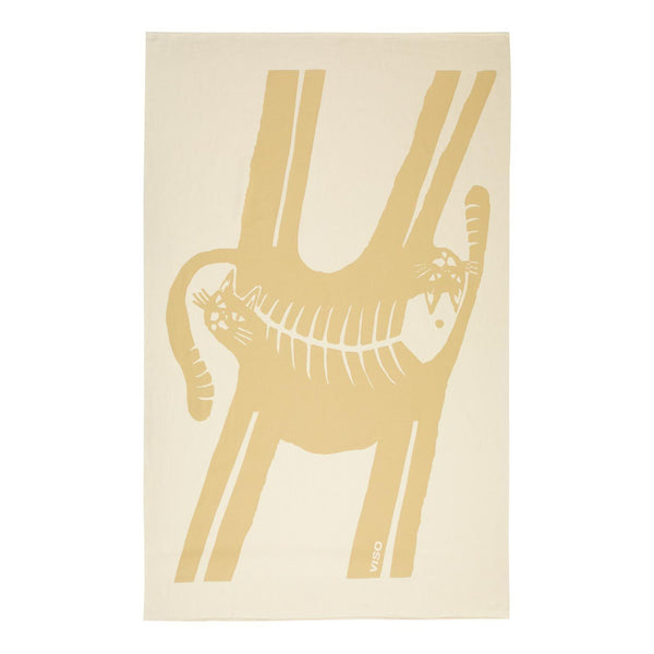 Cat Beige Cotton Tablecloth