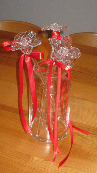 Mouthblown Crystal Flower - Large Transparent
