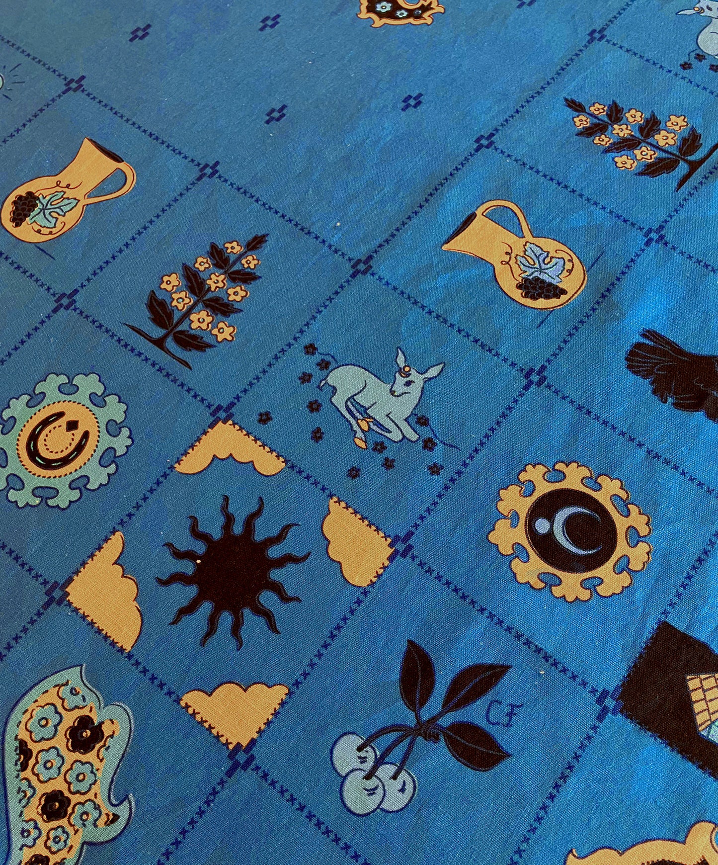 Redwork Tablecloth in Blue
