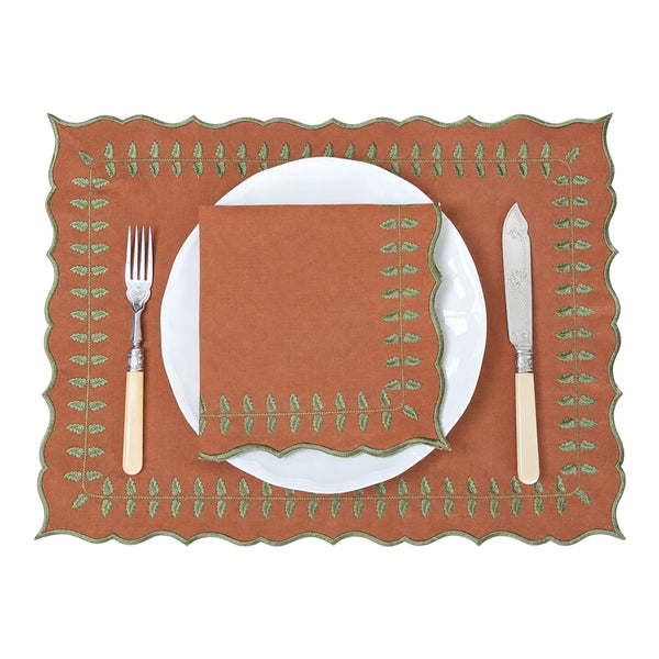 PROVENCE Tile - Garland Embroidery Linen Placemat and Napkin Set