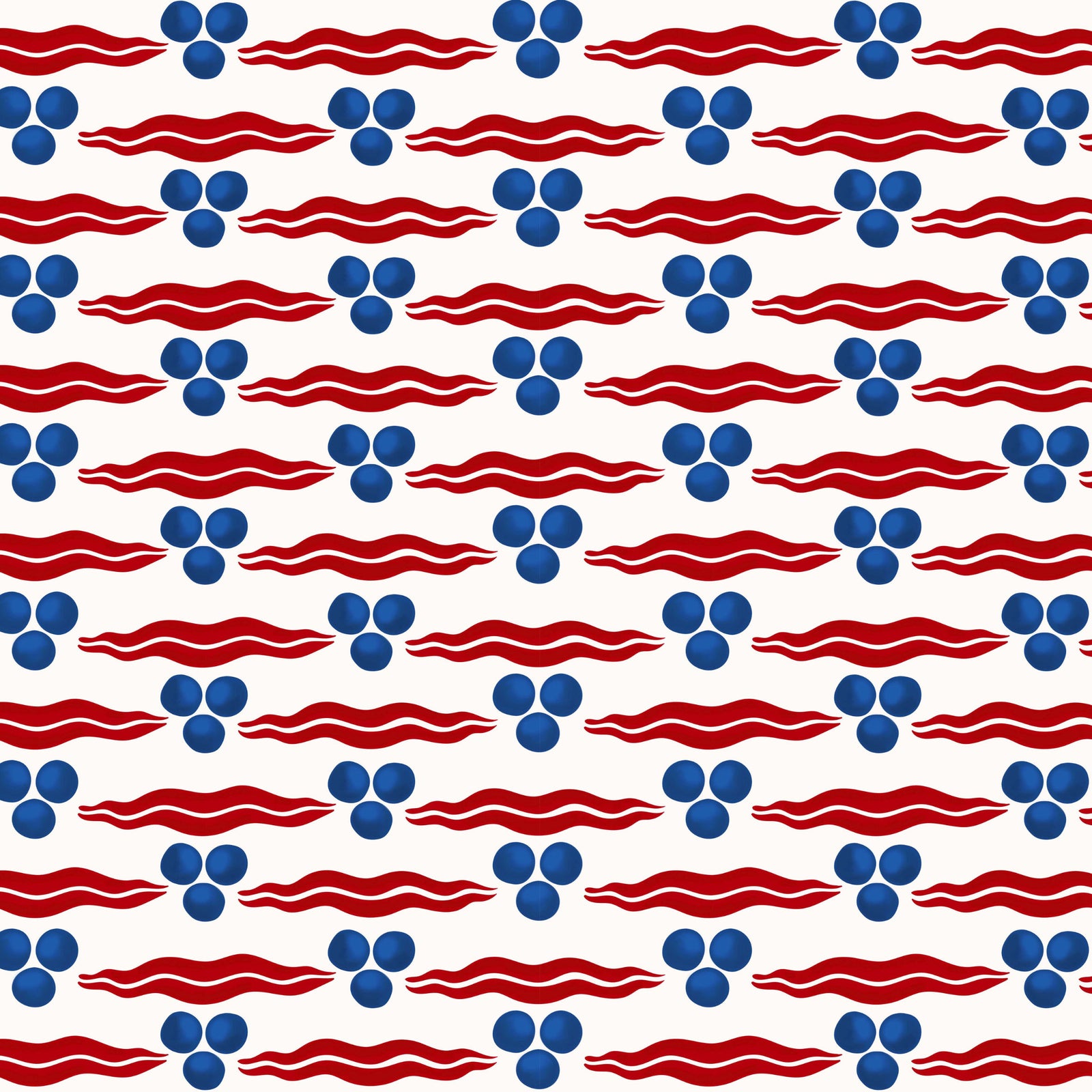 Chintamani Wallpaper - White/Red/Blue