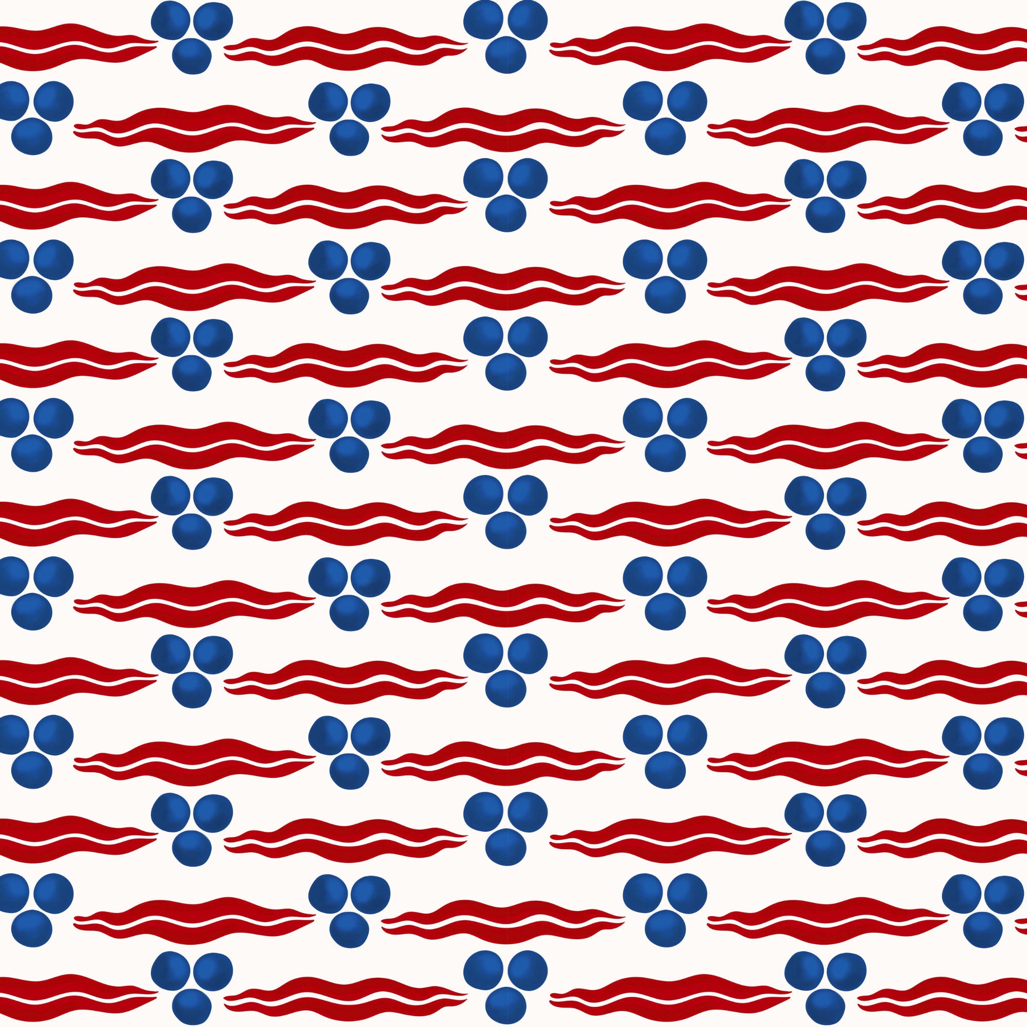 Chintamani Wallpaper - White/Red/Blue