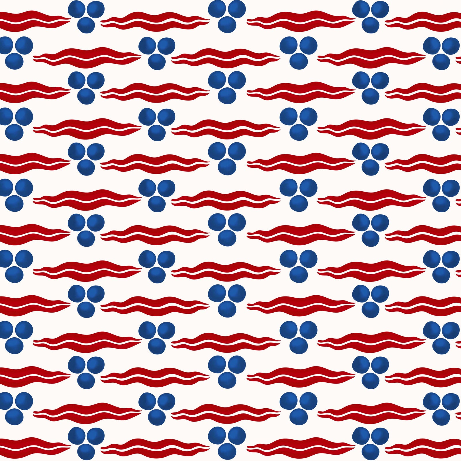 Chintamani Wallpaper - White/Red/Blue