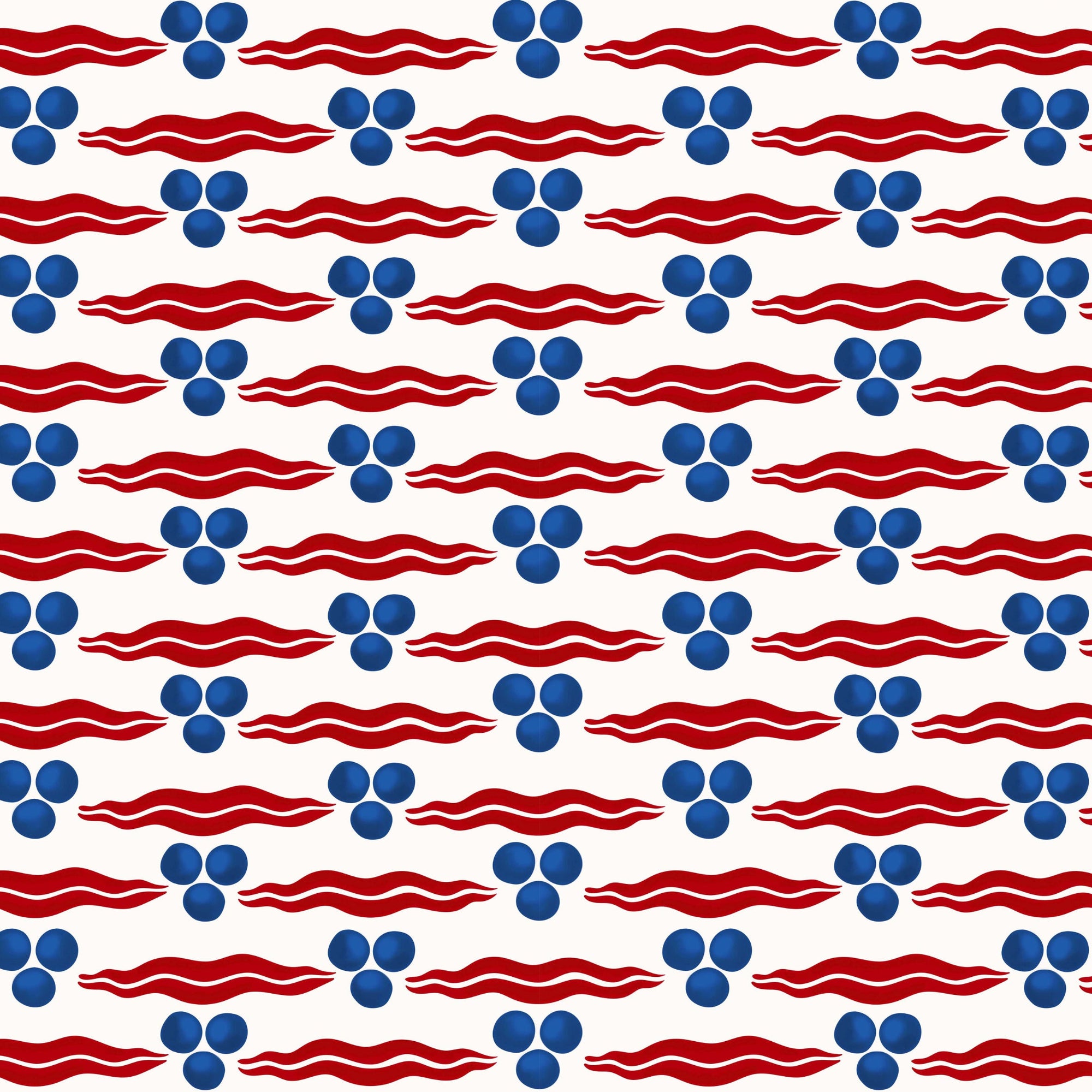 Chintamani Wallpaper - White/Red/Blue