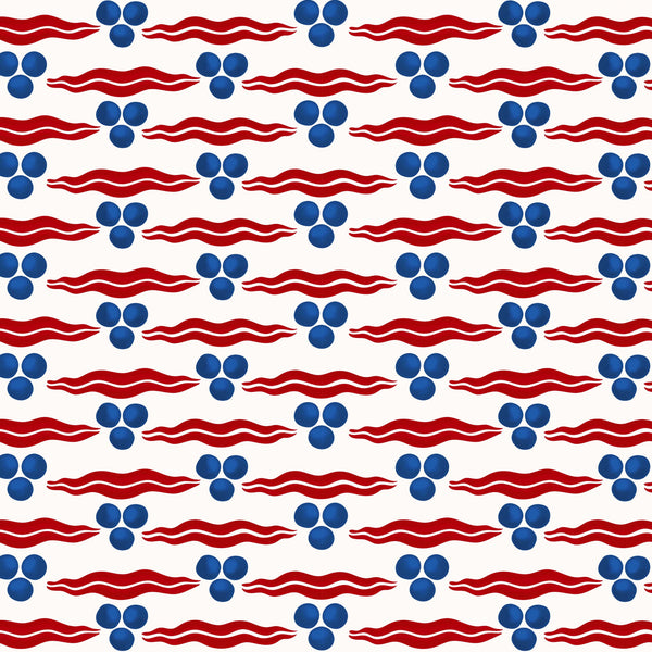 Chintamani Wallpaper - White/Red/Blue