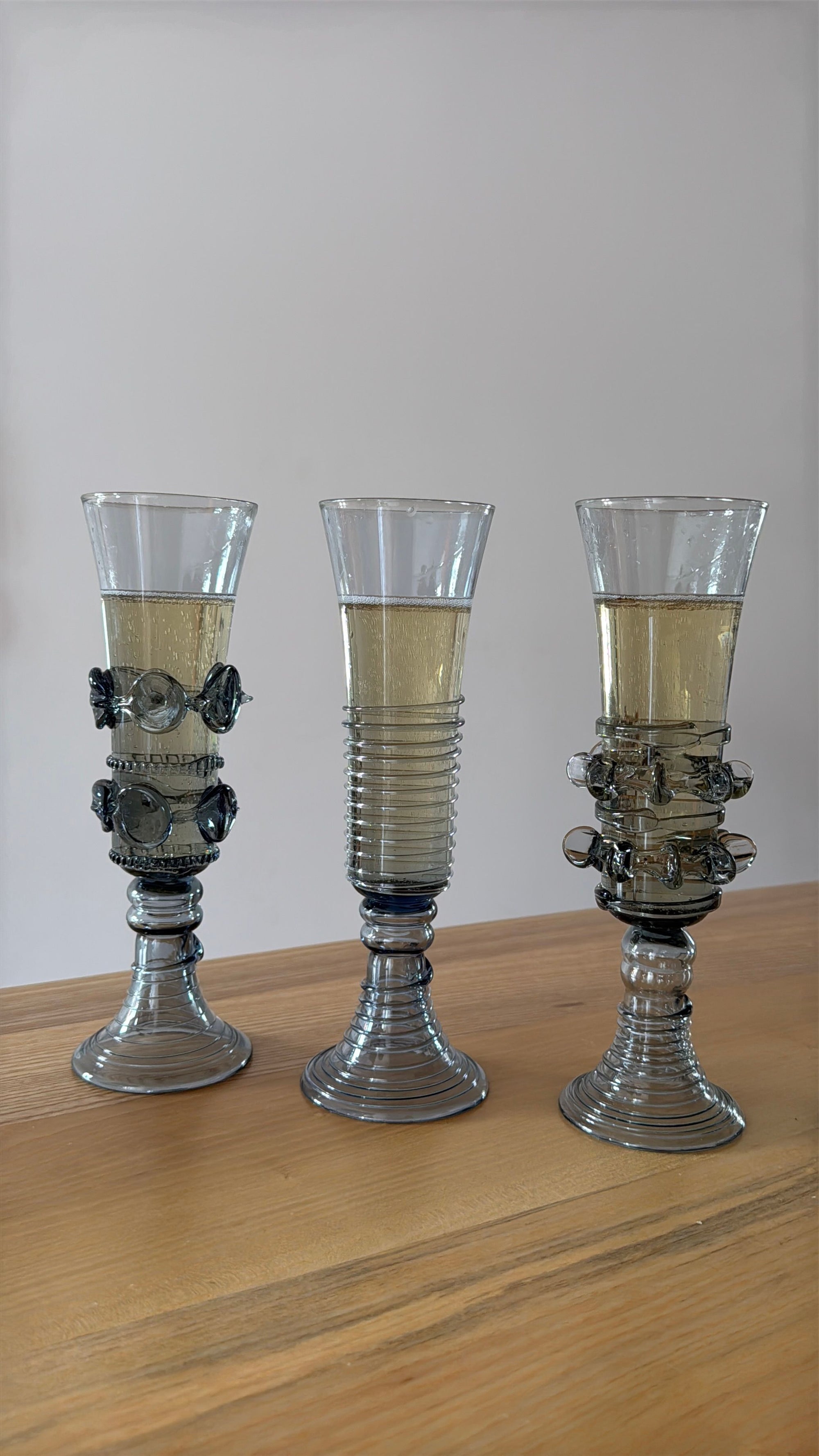 Mouthblown Champagne Flutes - set of four