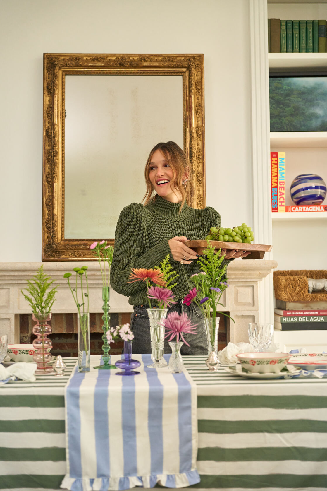 Purple Striped Table Runner - Between Us