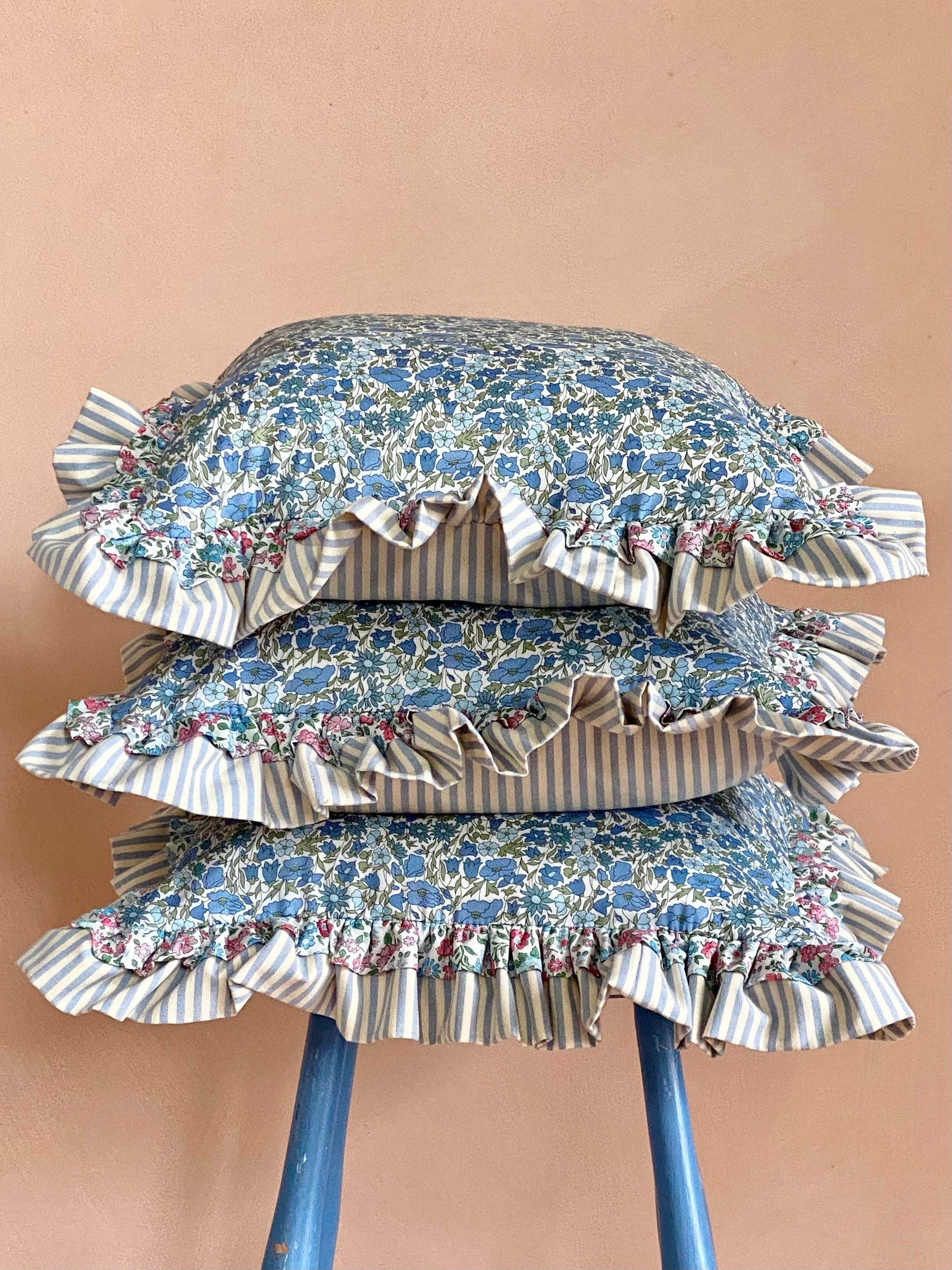 Double Ruffle Cushion made from Liberty Fabrics