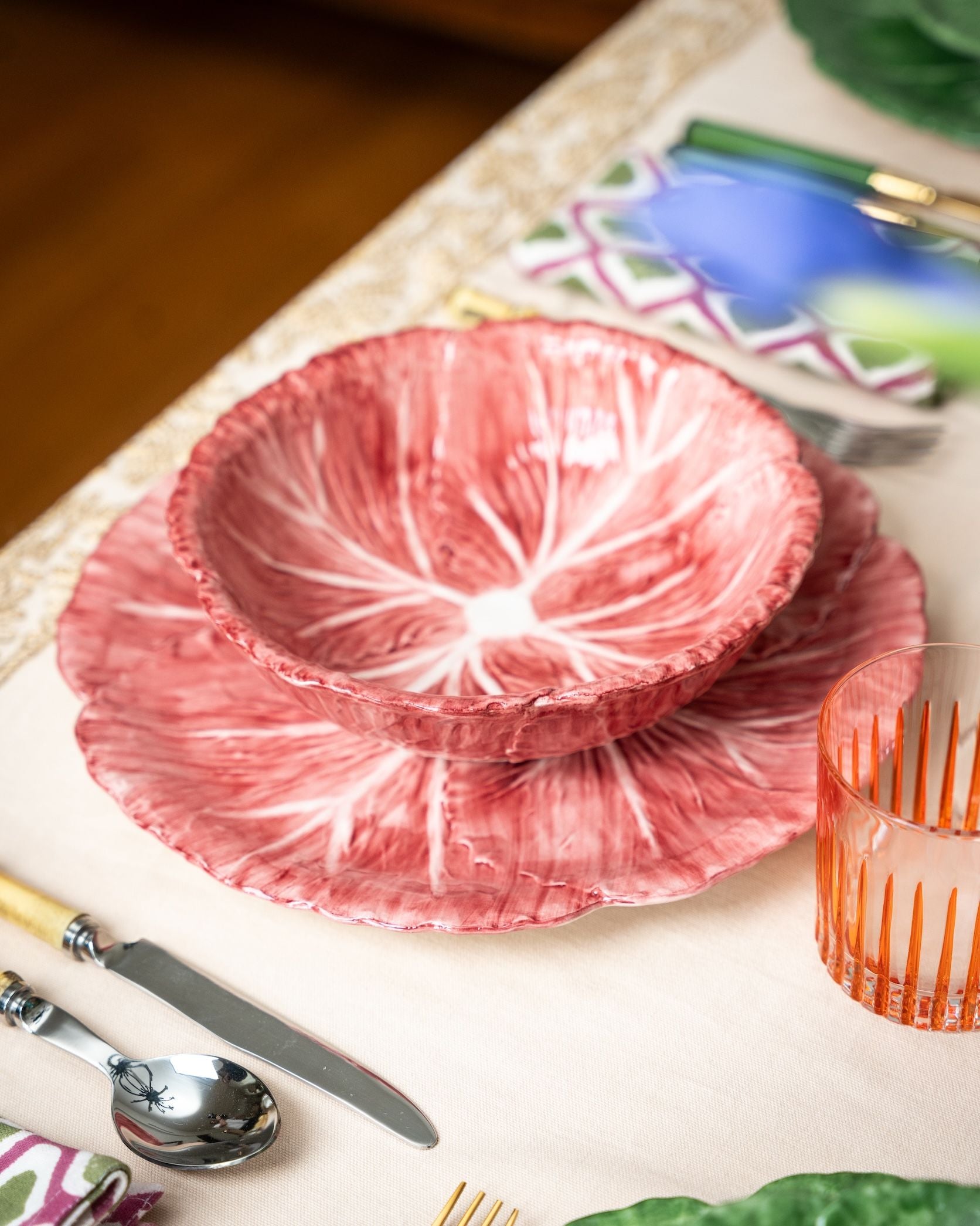 Pink Radicchio Hand-Painted Ceramic Pasta Bowl