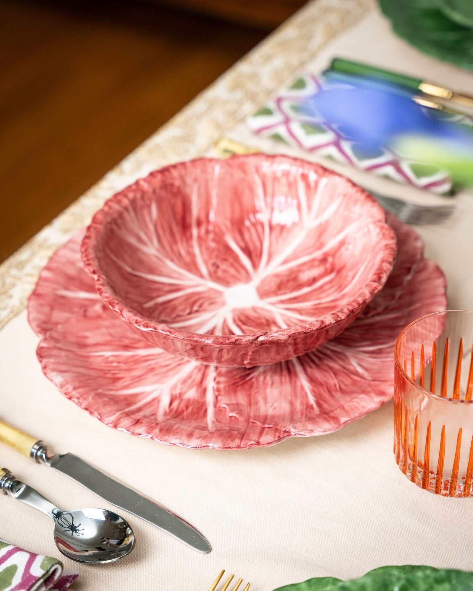 Pink Radicchio Hand-Painted Ceramic Pasta Bowl
