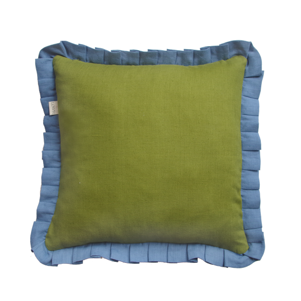 Printed Little Check Frill Cushion