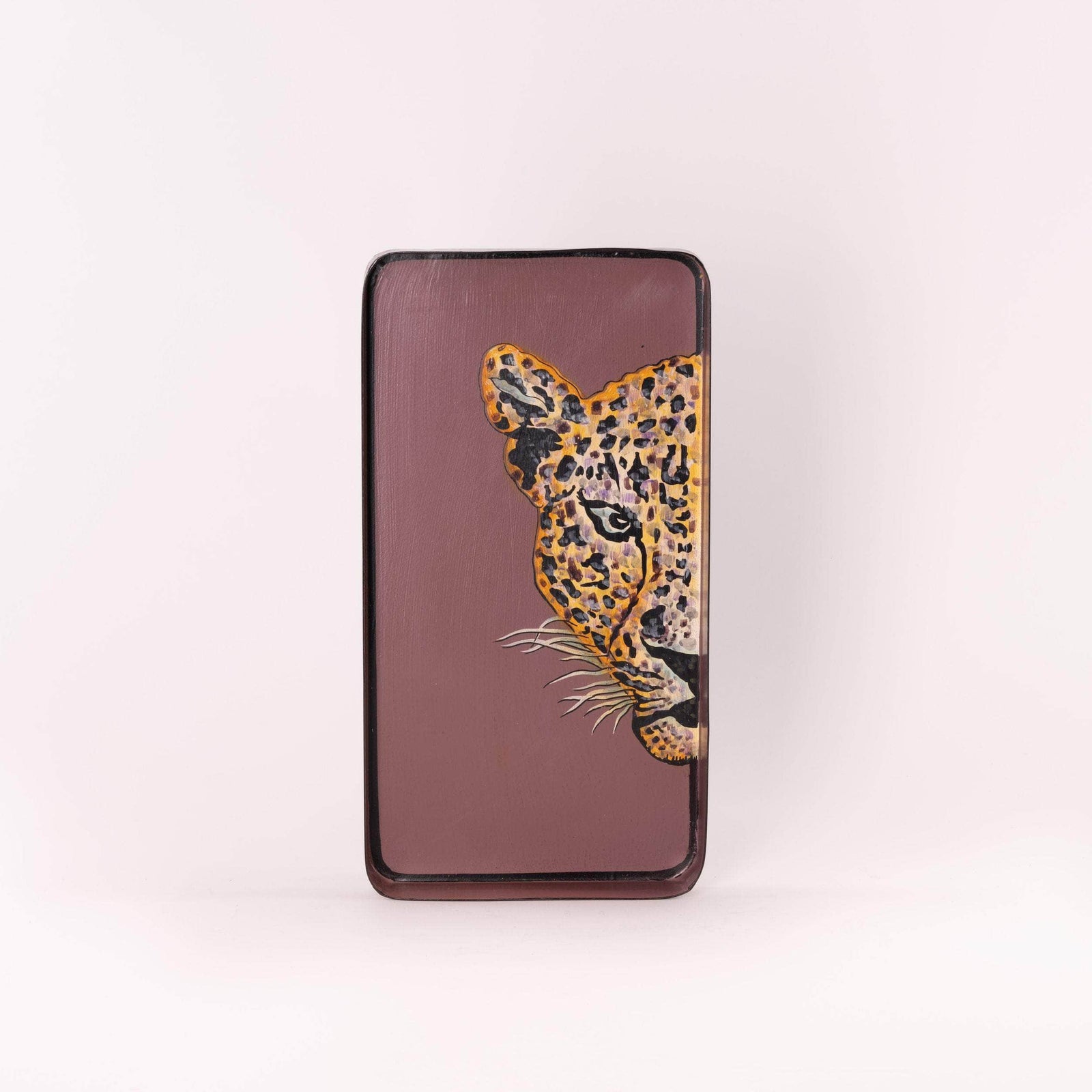 Fauna Hand-Painted Iron Tray - Leopard Left 01