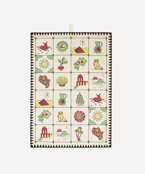 Redwork Tea Towel in Black