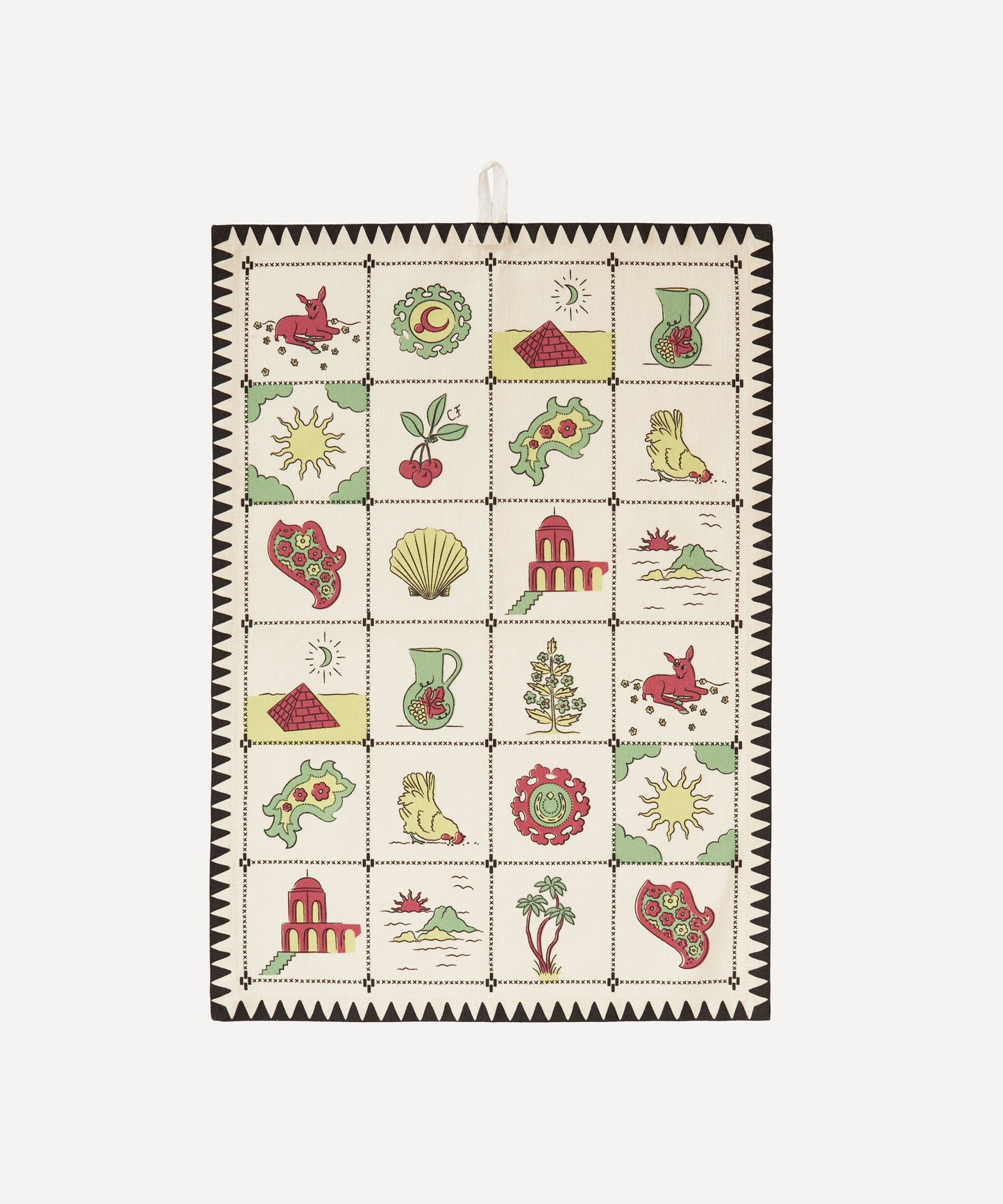 Redwork Tea Towel in Black