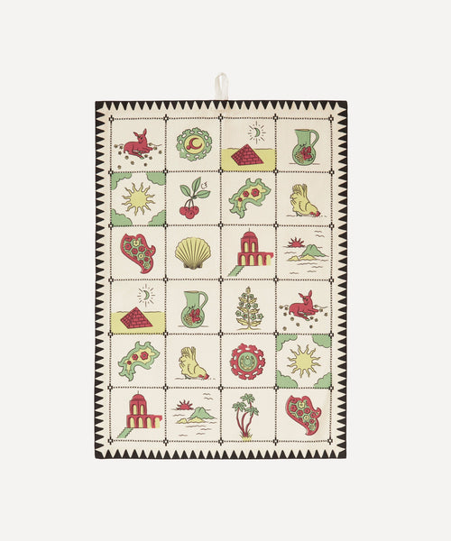 Redwork Tea Towel in Black